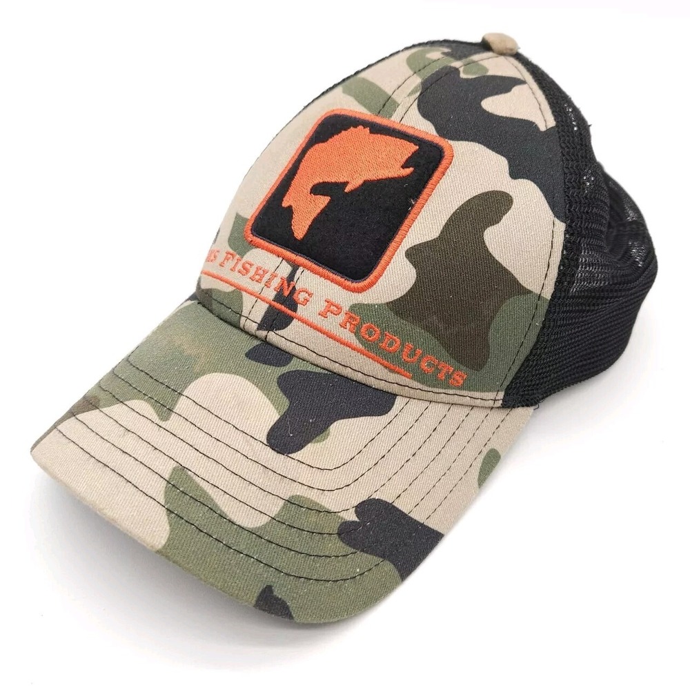 Simms Camo Trucker Hat Fishing Products Mesh Snapback Ball Cap Fish Logo